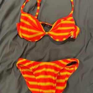 STRIPED ORANGE & YELLOW SUMMER SWIM BIKINI